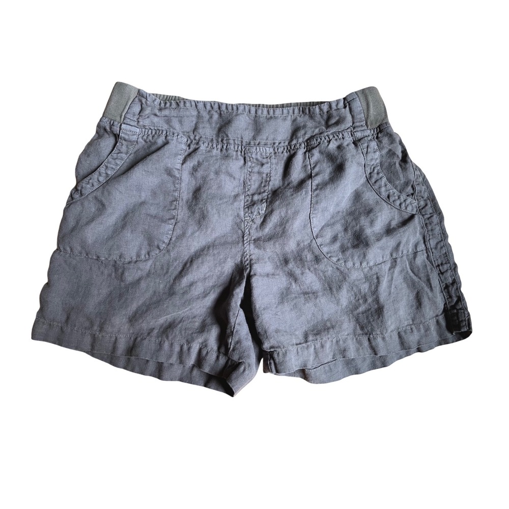 Fresh Produce Gray 100% Linen Shorts Elastic Waist Casual S Natural Fiber Earthy
